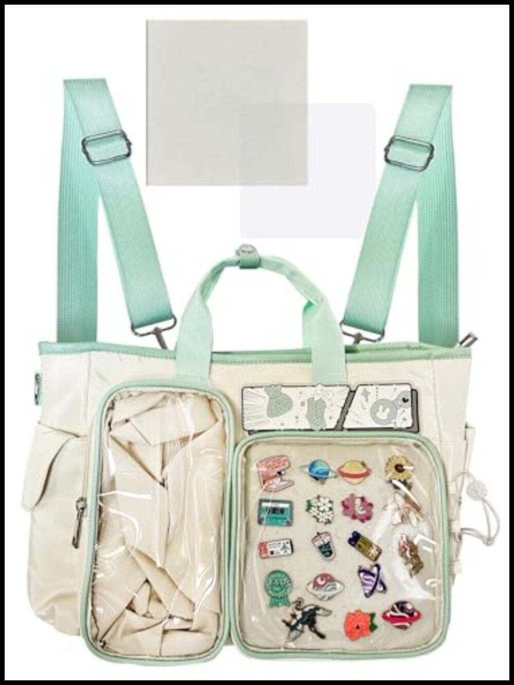 Clear Window Ita Backpack with Insert - 4-in-1 Convertible Anime Pin Display Bag